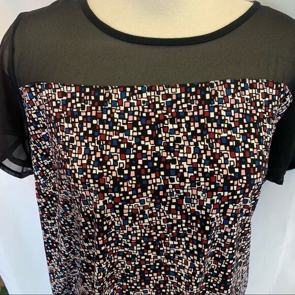 Vince Camuto 'Mosaic Flutter' Mixed Media Top Sz1X - Picture 7 of 11